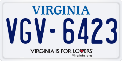 VA license plate VGV6423
