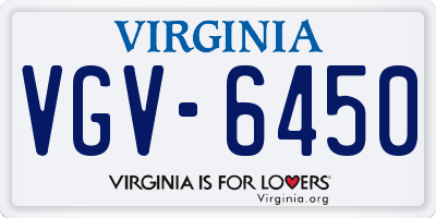 VA license plate VGV6450