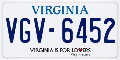VA license plate VGV6452