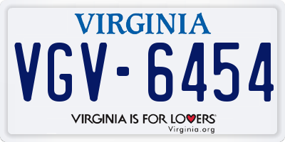 VA license plate VGV6454