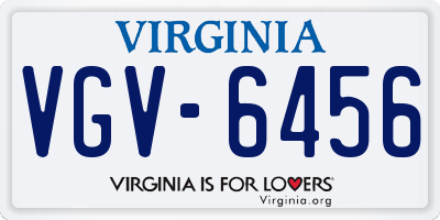 VA license plate VGV6456