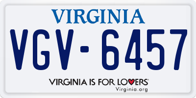 VA license plate VGV6457