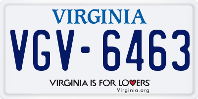 VA license plate VGV6463