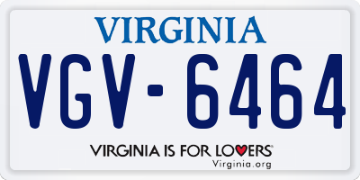VA license plate VGV6464