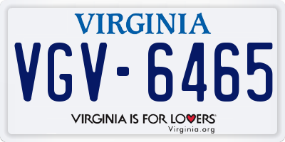VA license plate VGV6465