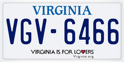VA license plate VGV6466