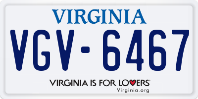 VA license plate VGV6467
