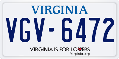 VA license plate VGV6472