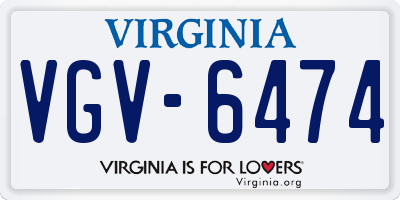 VA license plate VGV6474