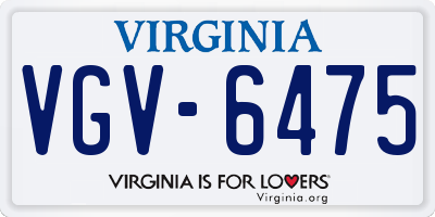 VA license plate VGV6475