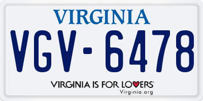 VA license plate VGV6478