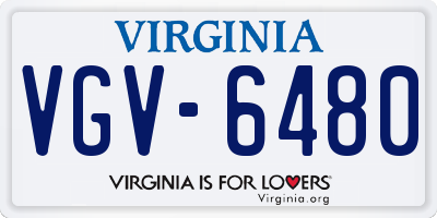 VA license plate VGV6480