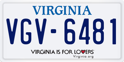 VA license plate VGV6481
