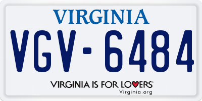 VA license plate VGV6484