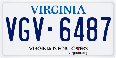 VA license plate VGV6487