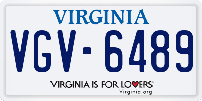 VA license plate VGV6489