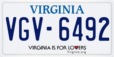 VA license plate VGV6492