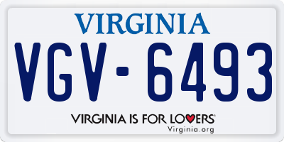 VA license plate VGV6493