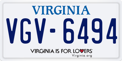 VA license plate VGV6494