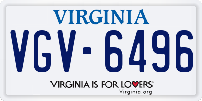 VA license plate VGV6496