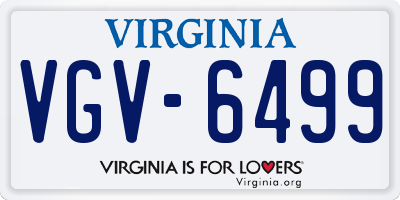 VA license plate VGV6499