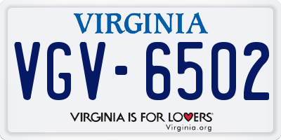 VA license plate VGV6502