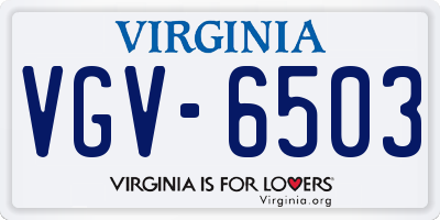 VA license plate VGV6503