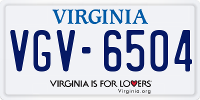 VA license plate VGV6504