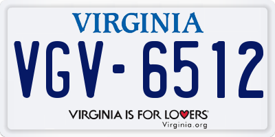 VA license plate VGV6512