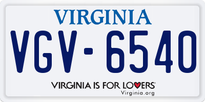 VA license plate VGV6540