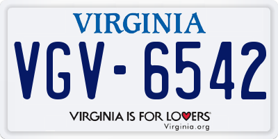 VA license plate VGV6542