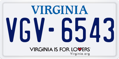 VA license plate VGV6543