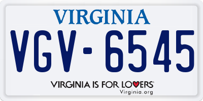 VA license plate VGV6545