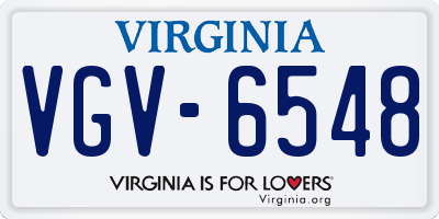 VA license plate VGV6548