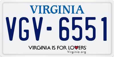 VA license plate VGV6551