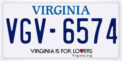 VA license plate VGV6574