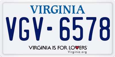 VA license plate VGV6578
