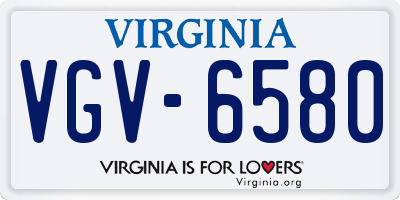 VA license plate VGV6580