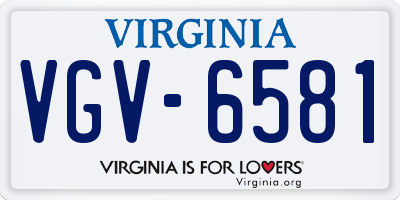 VA license plate VGV6581