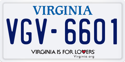 VA license plate VGV6601