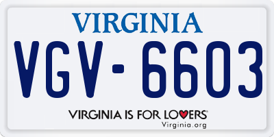 VA license plate VGV6603