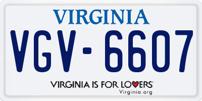 VA license plate VGV6607
