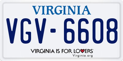 VA license plate VGV6608