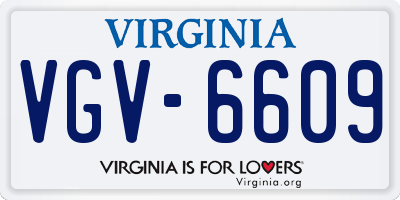 VA license plate VGV6609