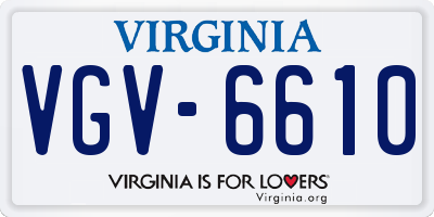 VA license plate VGV6610
