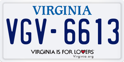 VA license plate VGV6613
