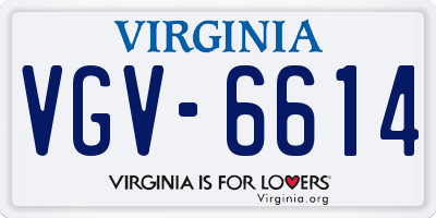 VA license plate VGV6614