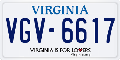 VA license plate VGV6617