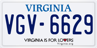 VA license plate VGV6629