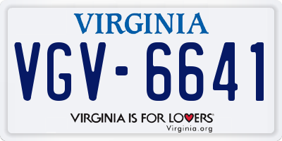 VA license plate VGV6641